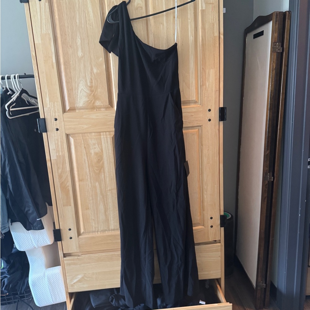 Lulu Townsend Black One-Shoulder Jumpsuit Cocktail